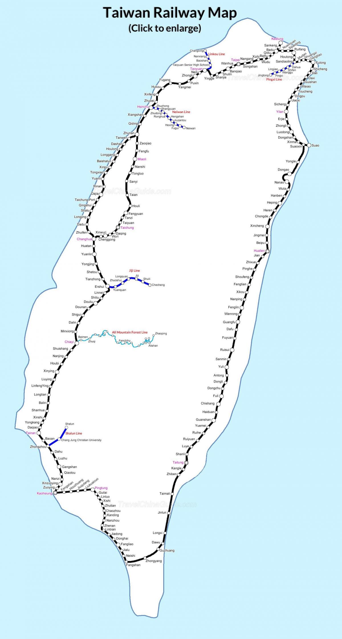 карта железница Тајвана