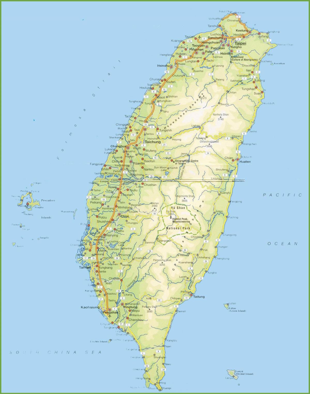 карта Тајвана
