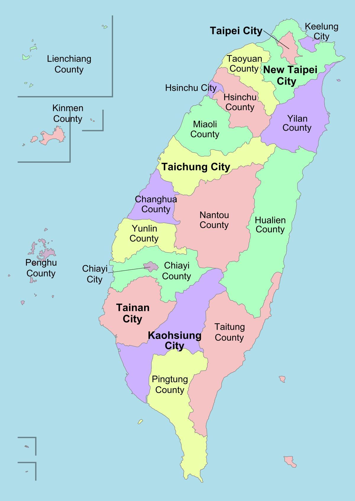 Карта Тајвана округ 