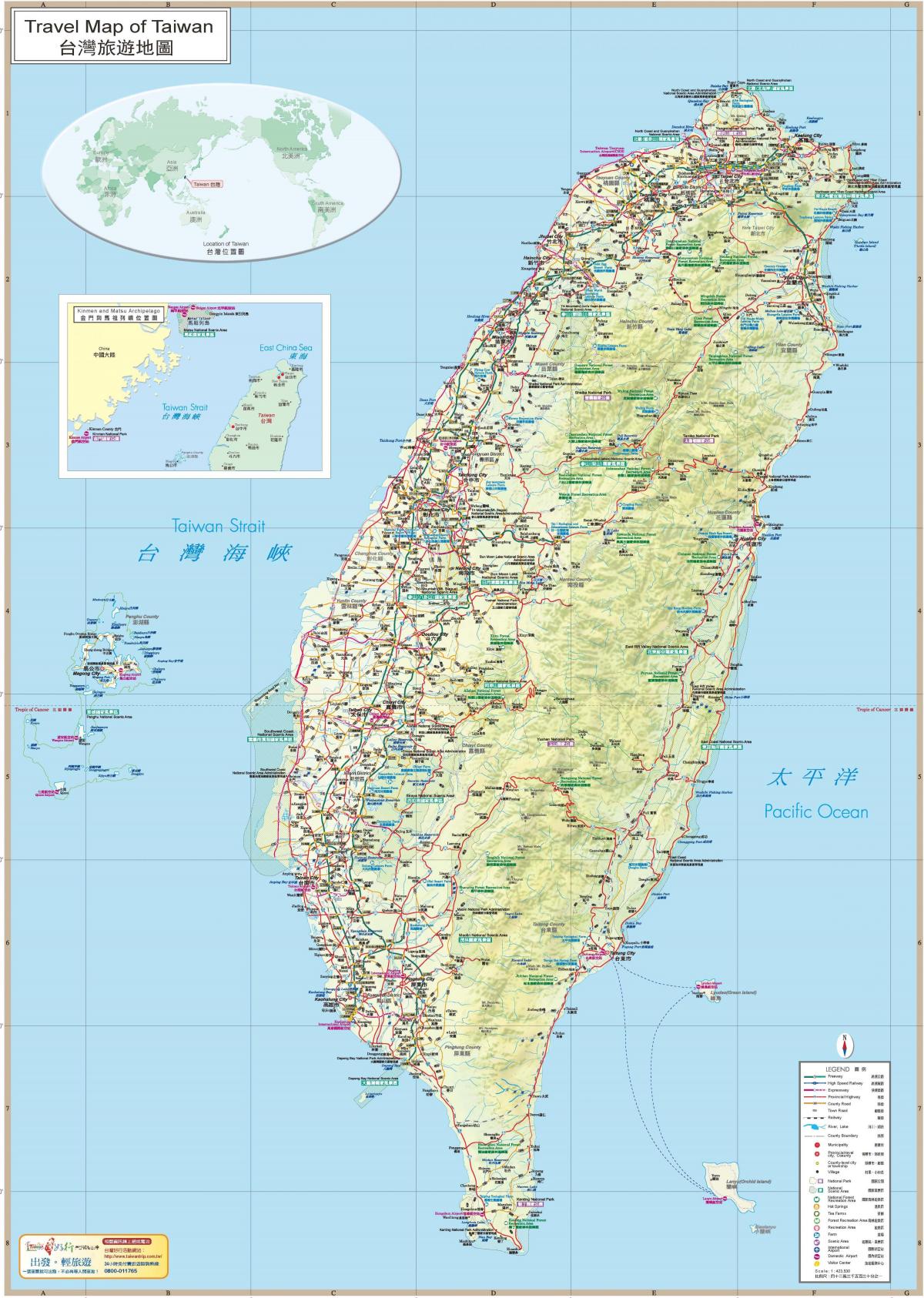 карта туристичких атракција Тајвана
