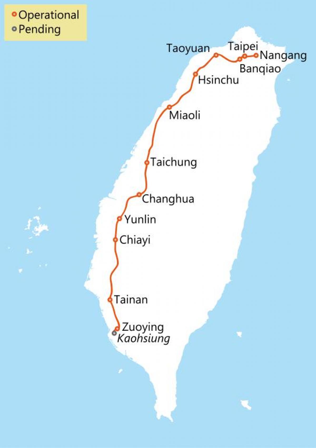 Тајвана велике брзине железничке маршруте на мапи
