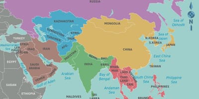 Карта Тајвана и околним земљама